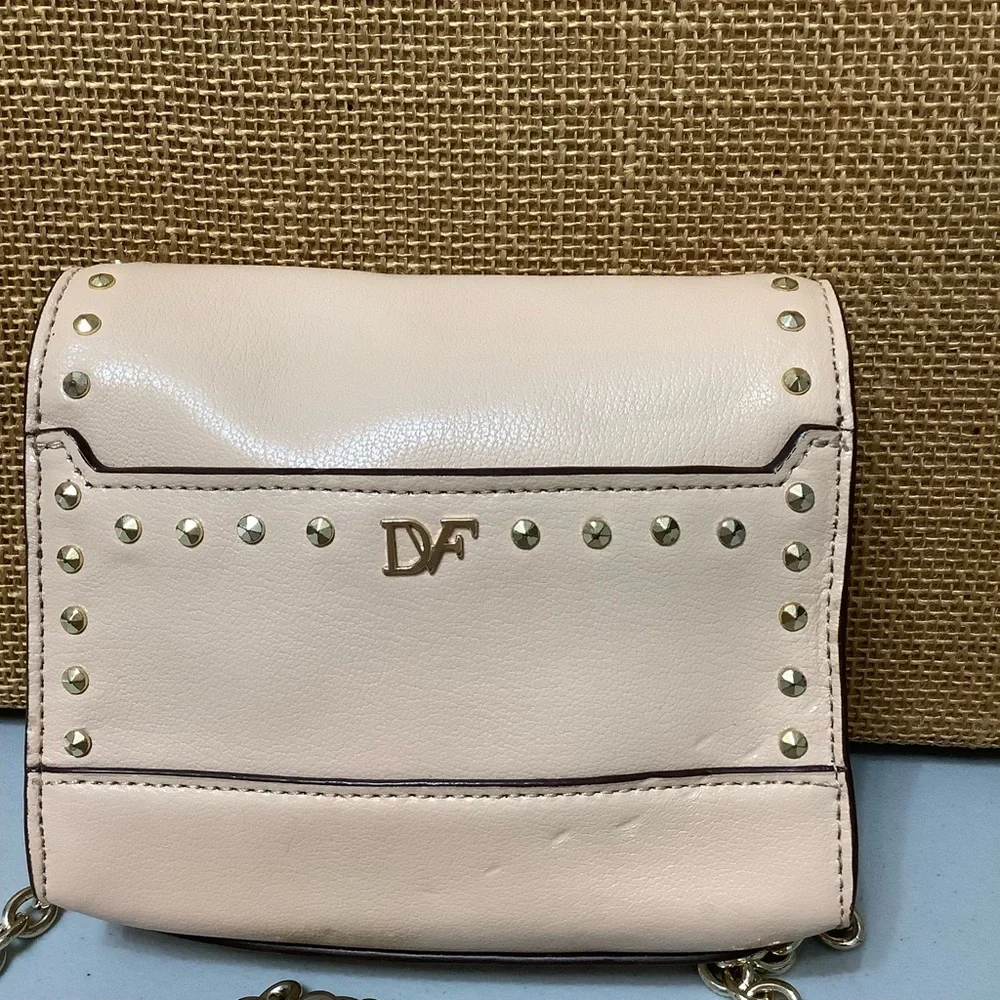 Diane Avon Furstenberg Vintage Gold Studded Leather Crossbody Purse - Picture 2 of 12